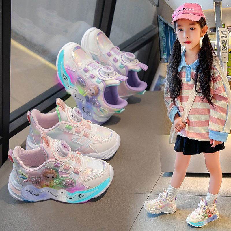 Frozen Magic: Disney Girls' Winter Sneakers , Breathable Design, and Leather Top for Stylish look! - IRRAKIDS