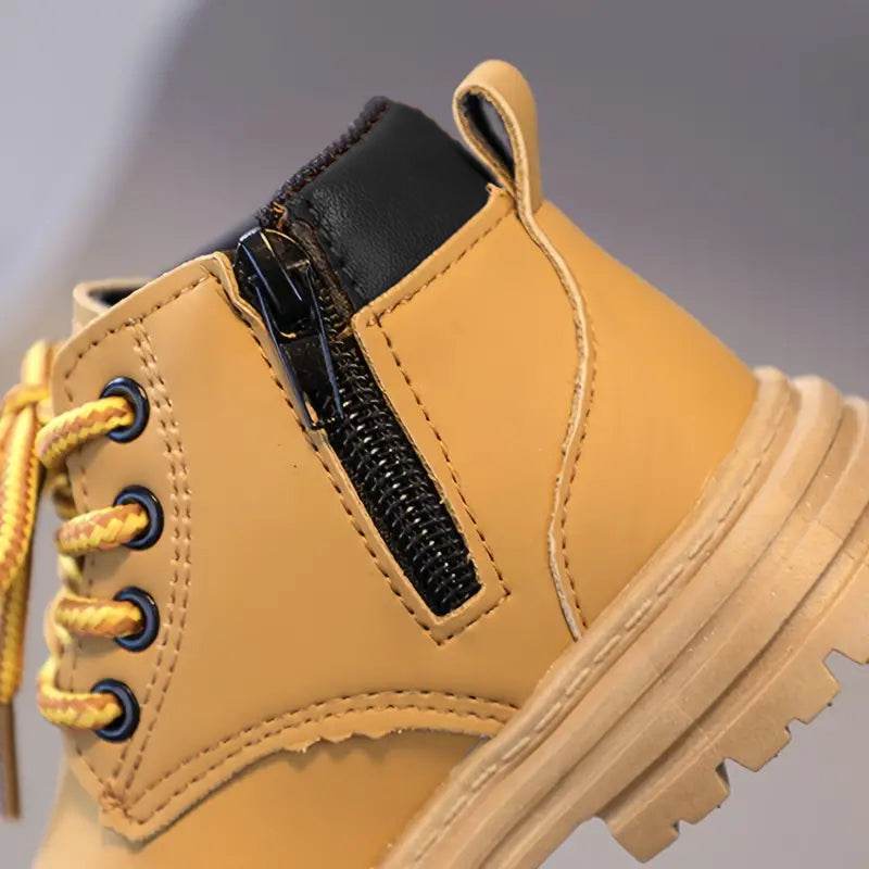 Comfort and Durability: Khaki Kids' Low Tube Zipper Boots for Boys and Girls - IRRAKIDS