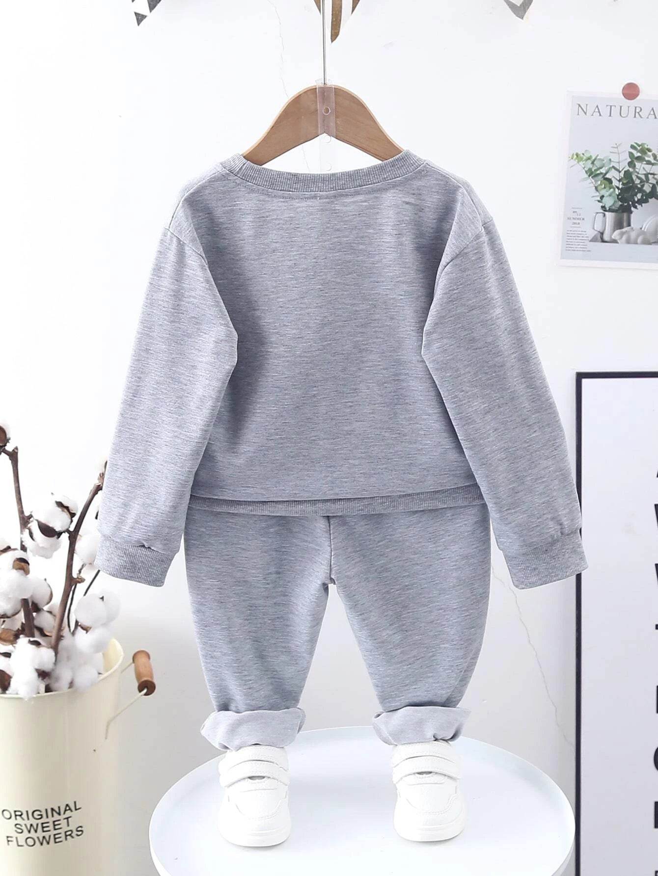 2 piece Light gray melange/New York: Cozy Cotton Tracksuit Set for Kids - Unisex - IRRAKIDS