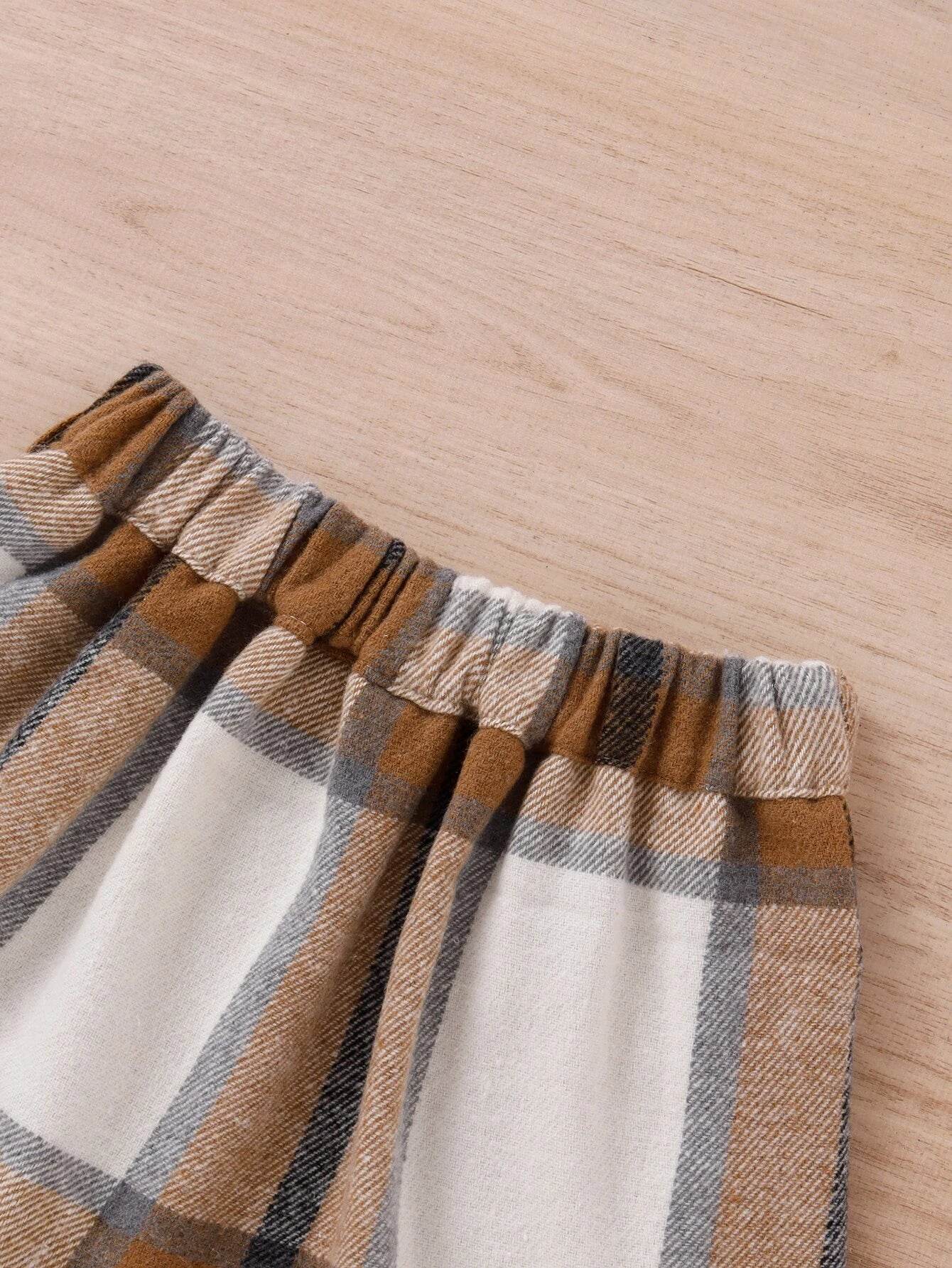 Checkered Charm: Girls' Belted Wool-Blend Skirt - IRRAKIDS