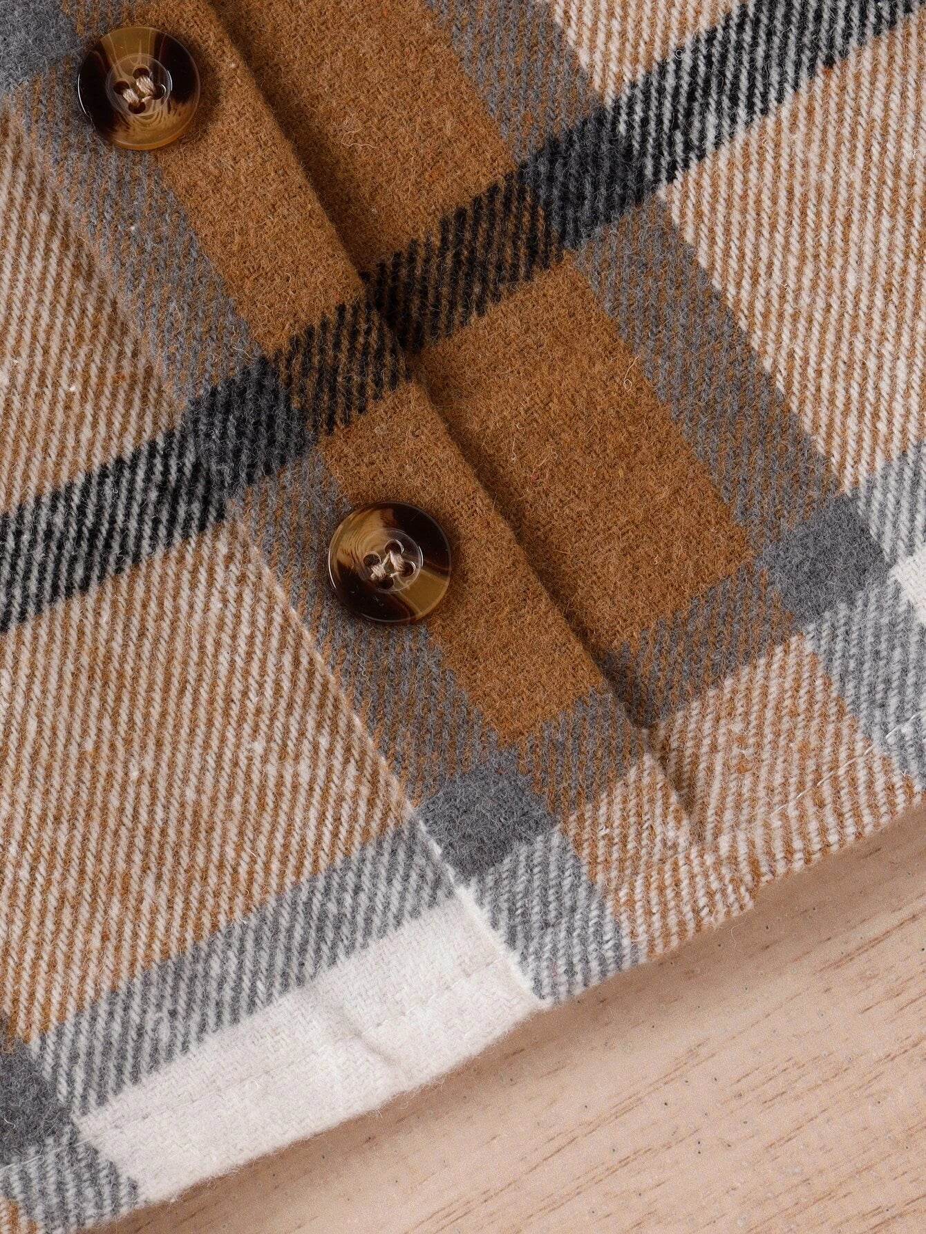Checkered Charm: Girls' Belted Wool-Blend Skirt - IRRAKIDS