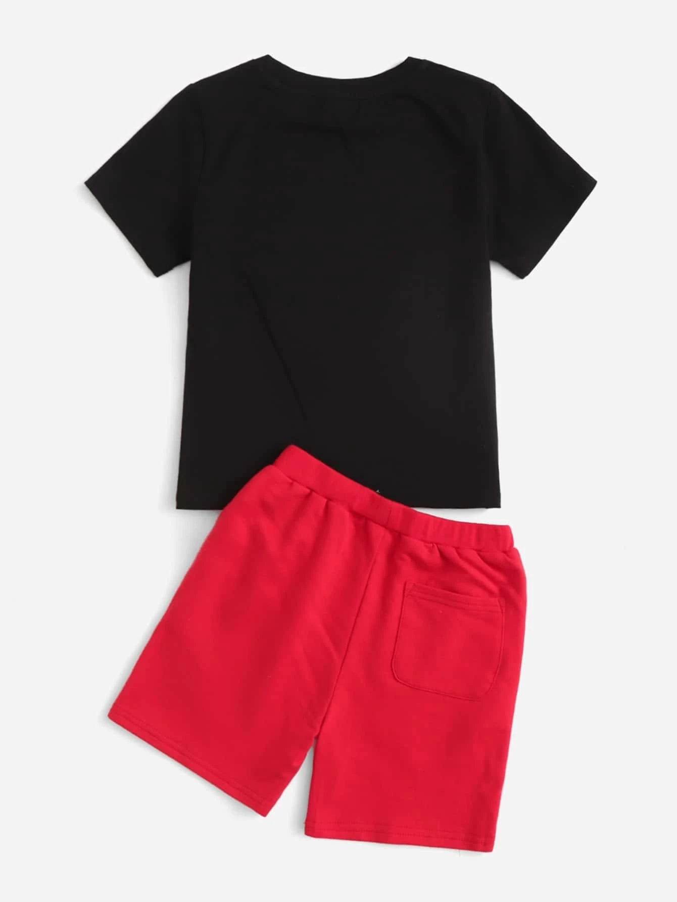 Casual Letter Printed Short Sleeve Top & Shorts Set - IRRAKIDS