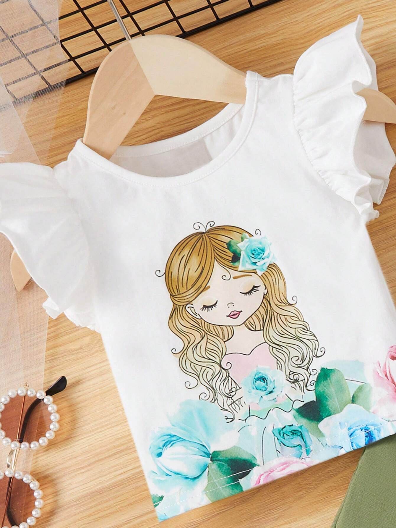 Ensemble Adorable pour Bébés Filles : Blouse à Manches Courtes et Capuche, Avec Ceinture et Short - IRRAKIDS