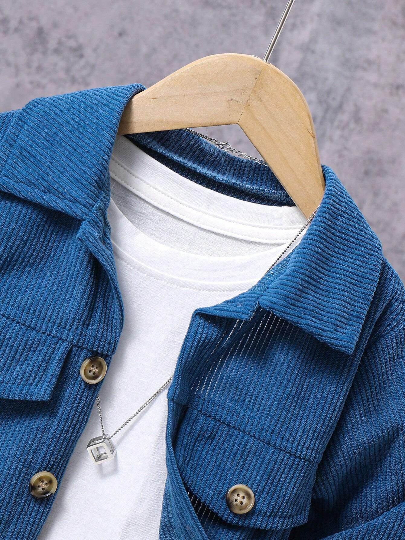 2 pieces Boys' Corduroy Jacket And Pants Set With Flap Detail - IRRAKIDS