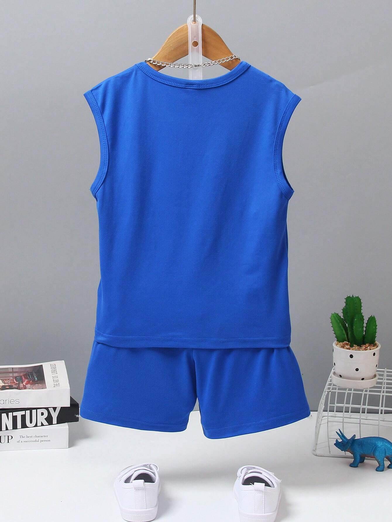 Cute Print Summer Tank Top and Shorts Set with Crew Neck for Kids - IRRAKIDS