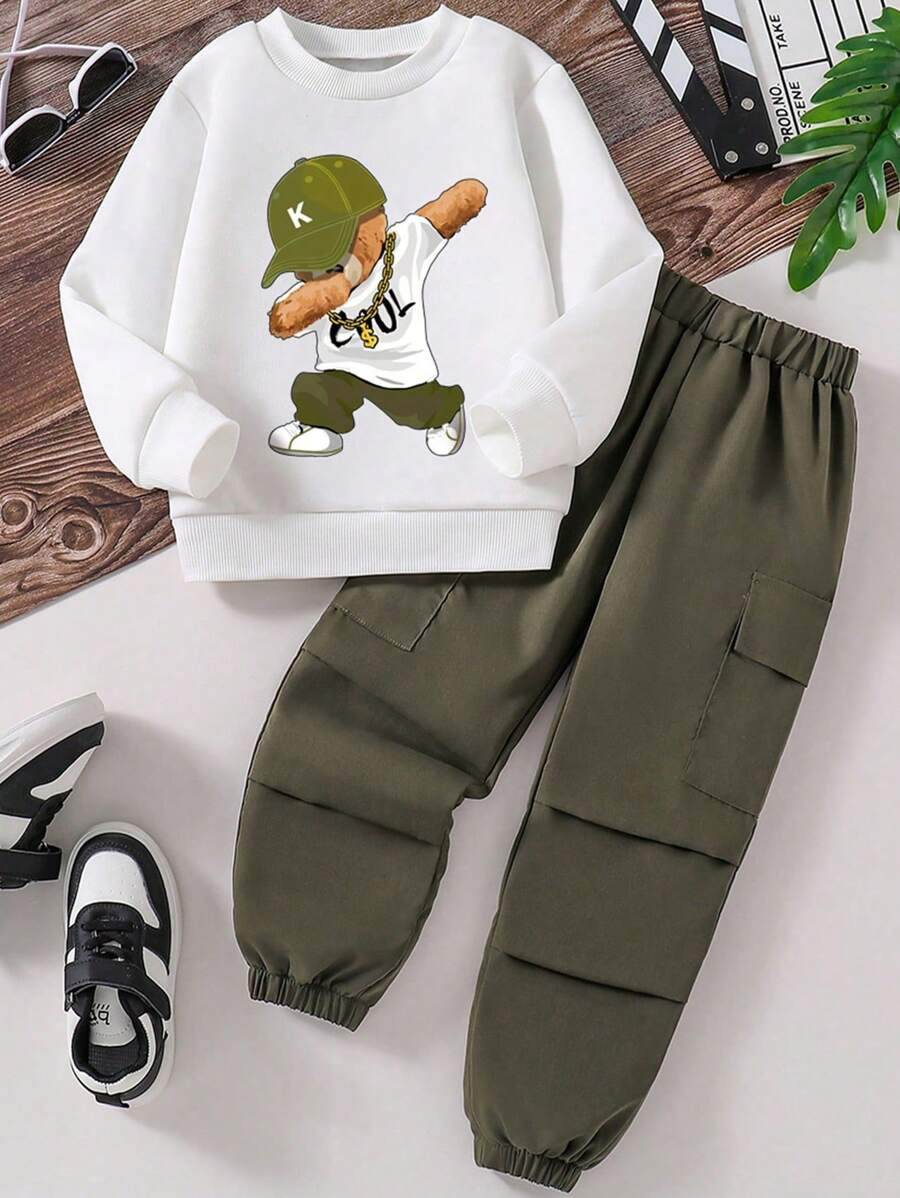 Stylish boys' set with bear print - comfort and elegance for every day! - IRRAKIDS