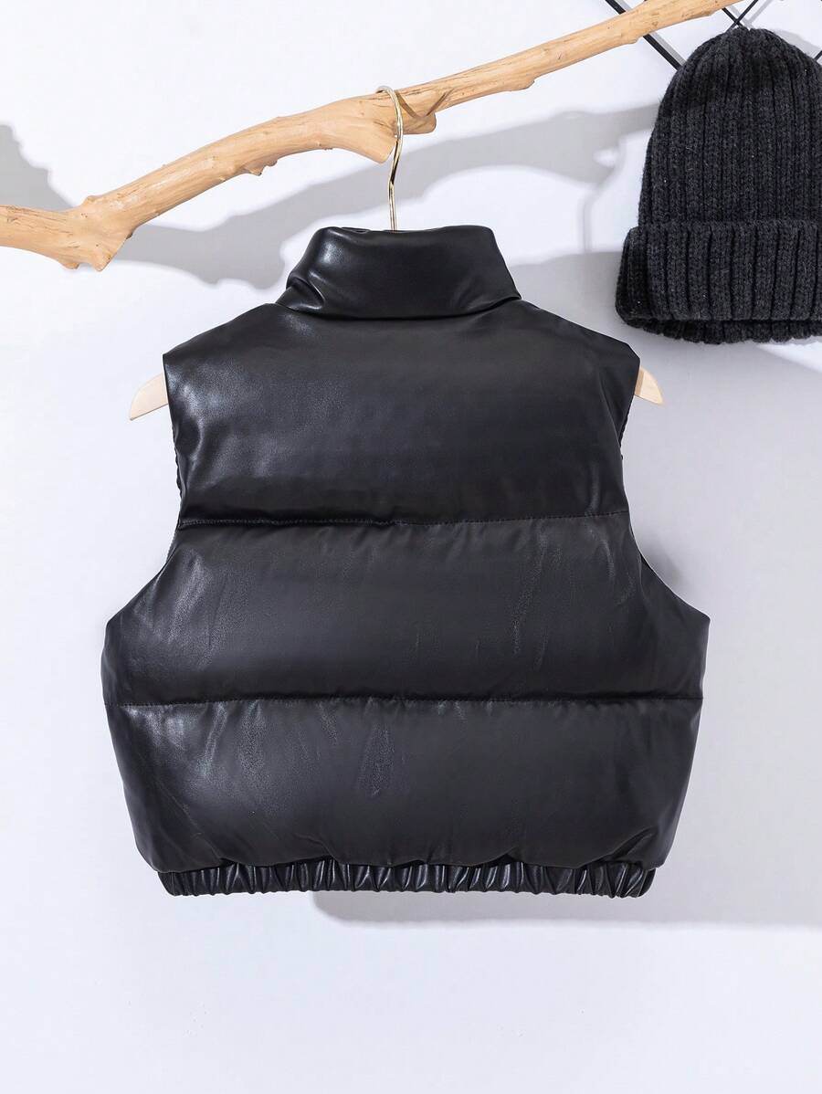 Winter Warmth Chic: Thick Padded PU Leather Vest - IRRAKIDS