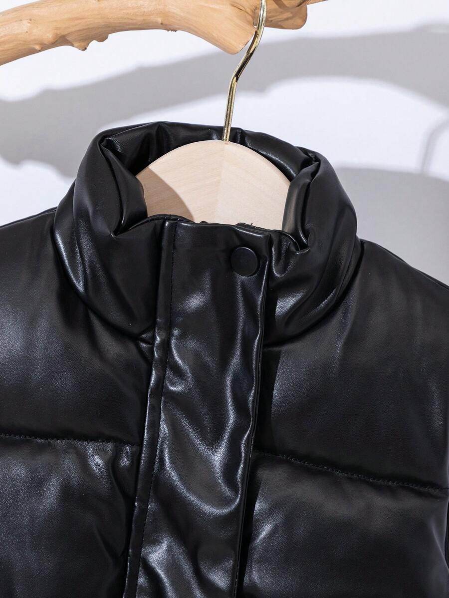 Winter Warmth Chic: Thick Padded PU Leather Vest - IRRAKIDS