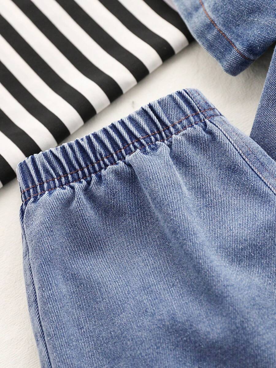 Toddler Boys 3-Piece Denim Summer Set: Shirt, T-shirt & Shorts