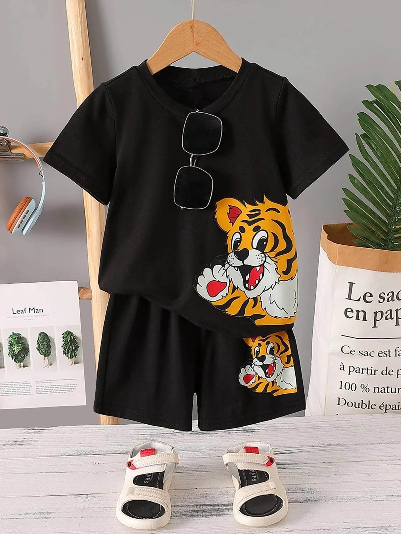 Ensemble deux pièces à imprimé tigre pour garçon