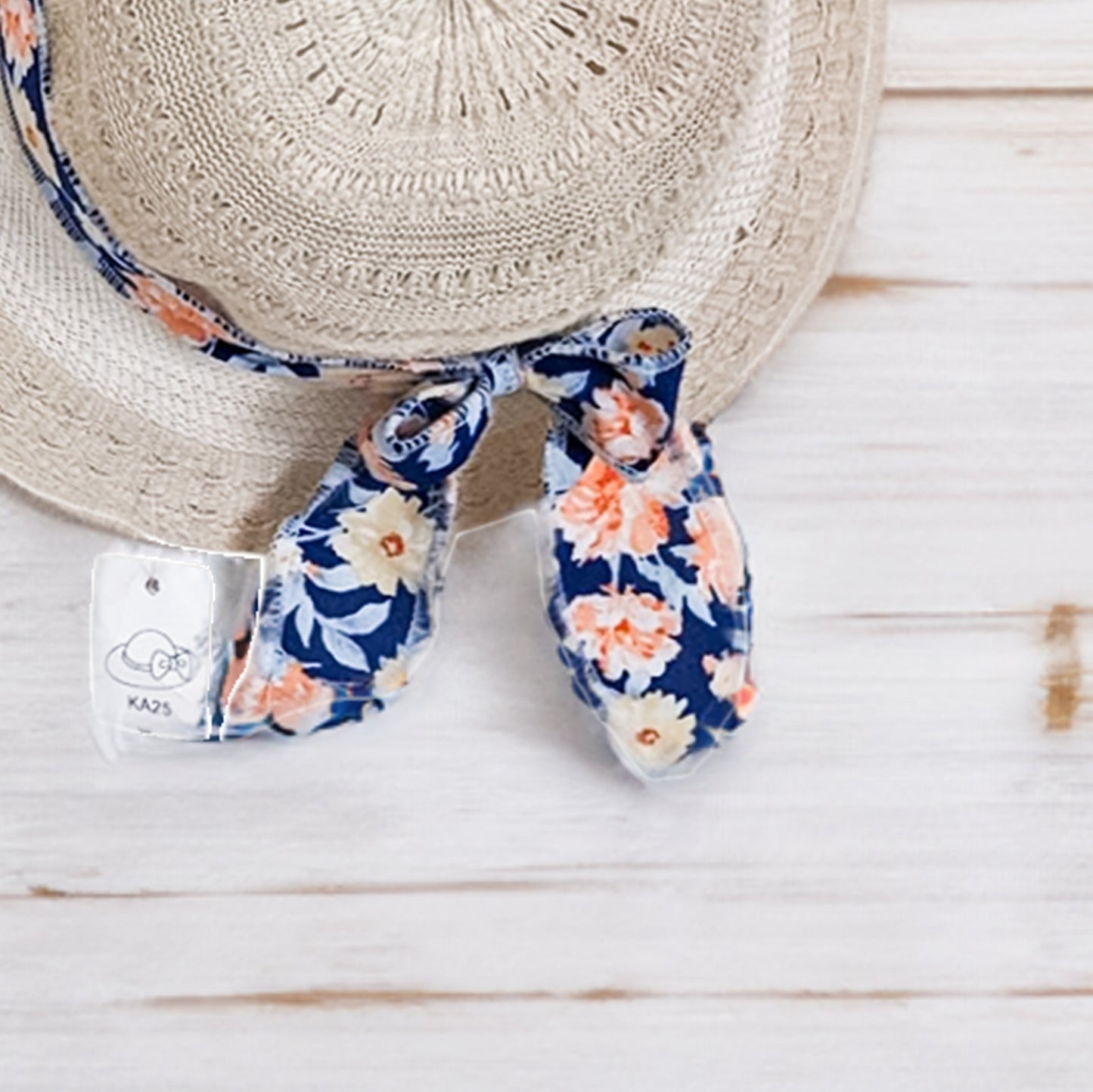 Floral Dreams: Sleeveless Dress and Hat Set - Blue with Pink Flowers