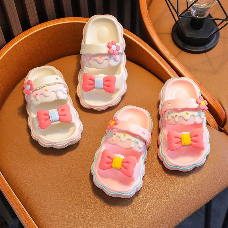 Cute girls summer slippers with bowknot. - IRRAKIDS