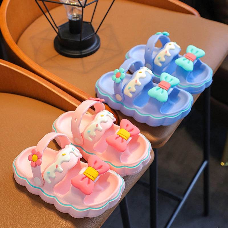 Cute girls summer slippers with bowknot. - IRRAKIDS