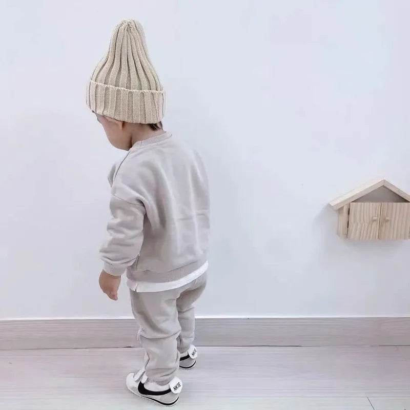 2 piece Teddy Bear Hug: Cozy Cotton Tracksuit Set for Kids - Unisex & cotton hat a free gift - IRRAKIDS