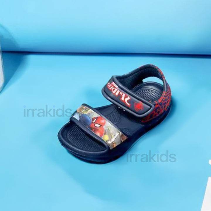 Heroic Webbed Wonders: Boys' Sandals with Dynamic Spider Print - IRRAKIDS