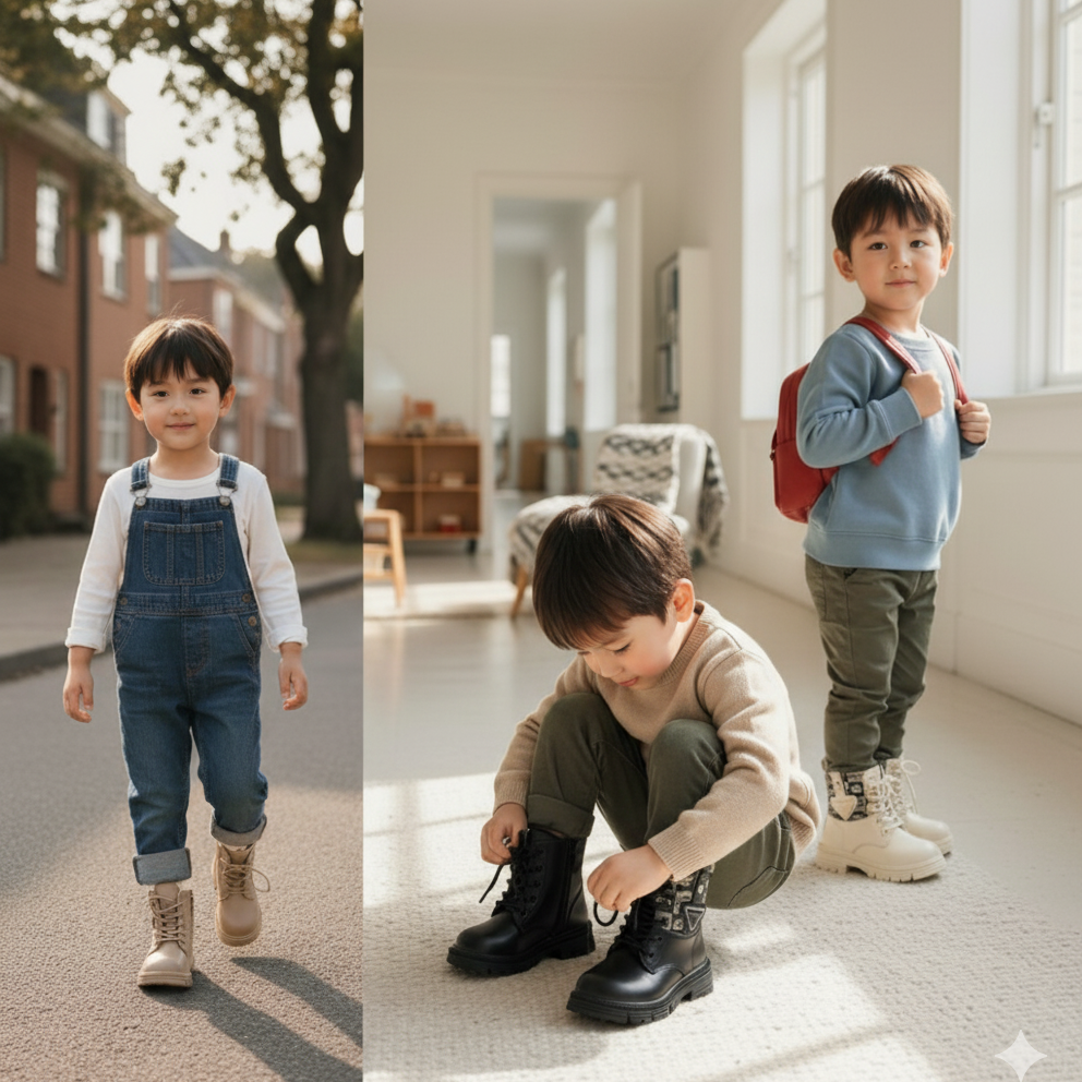 Boys' Boots with Lug Grip & Heel Pull Tab