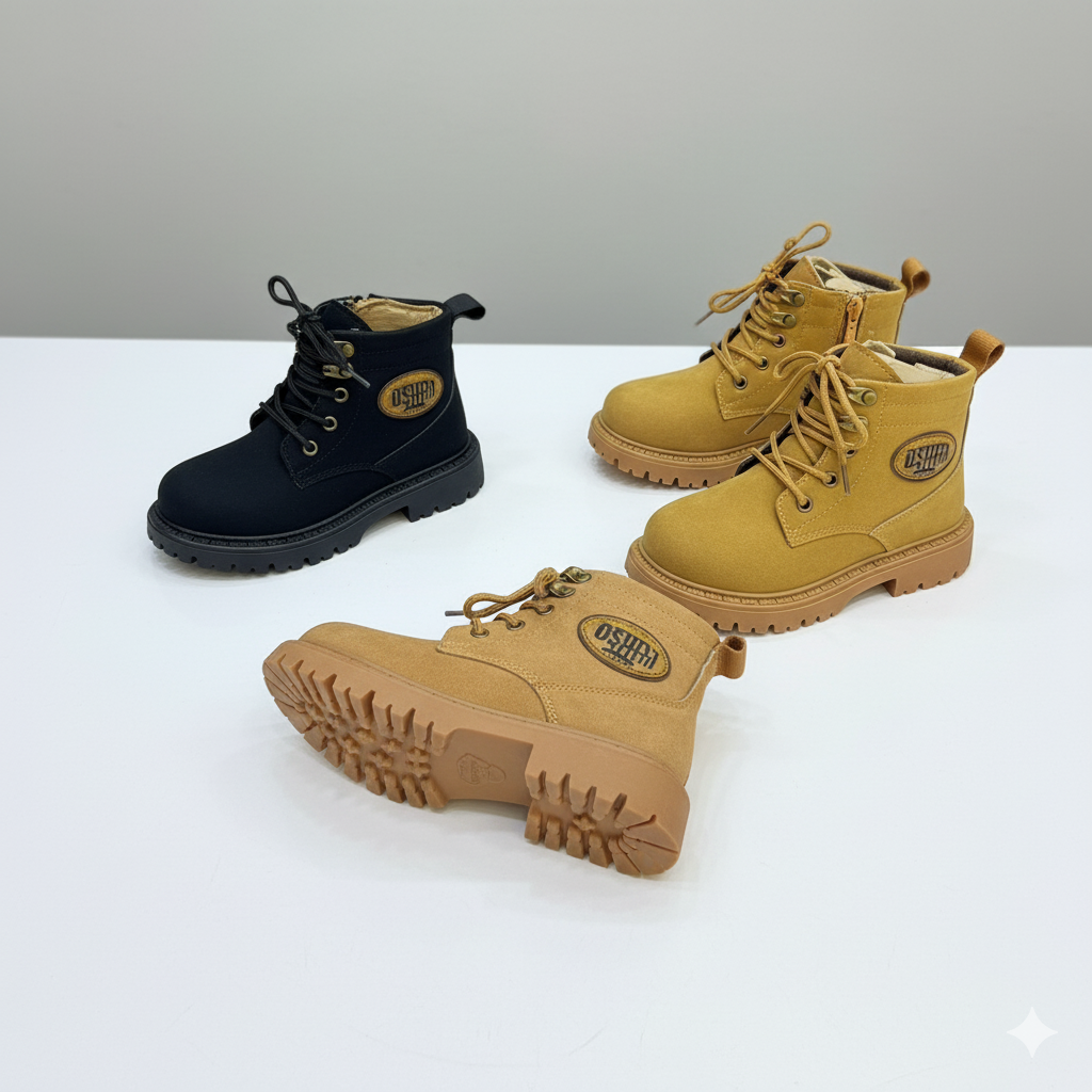 Kids Boots: Beat the Rush—Side Zip, Grippy Lug Sole — Product image: Side zipper gets boots on in seconds; adjustable laces lock in a snug fit all da