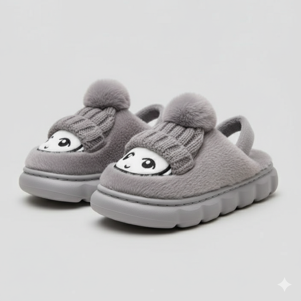 "Warm Cartoon Winter Slippers for Kids - Comfort and Fun in Every Step!"