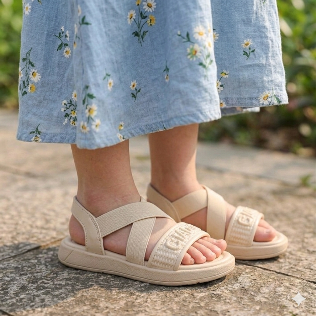 Girls Cross-Strap Comfort Sandal