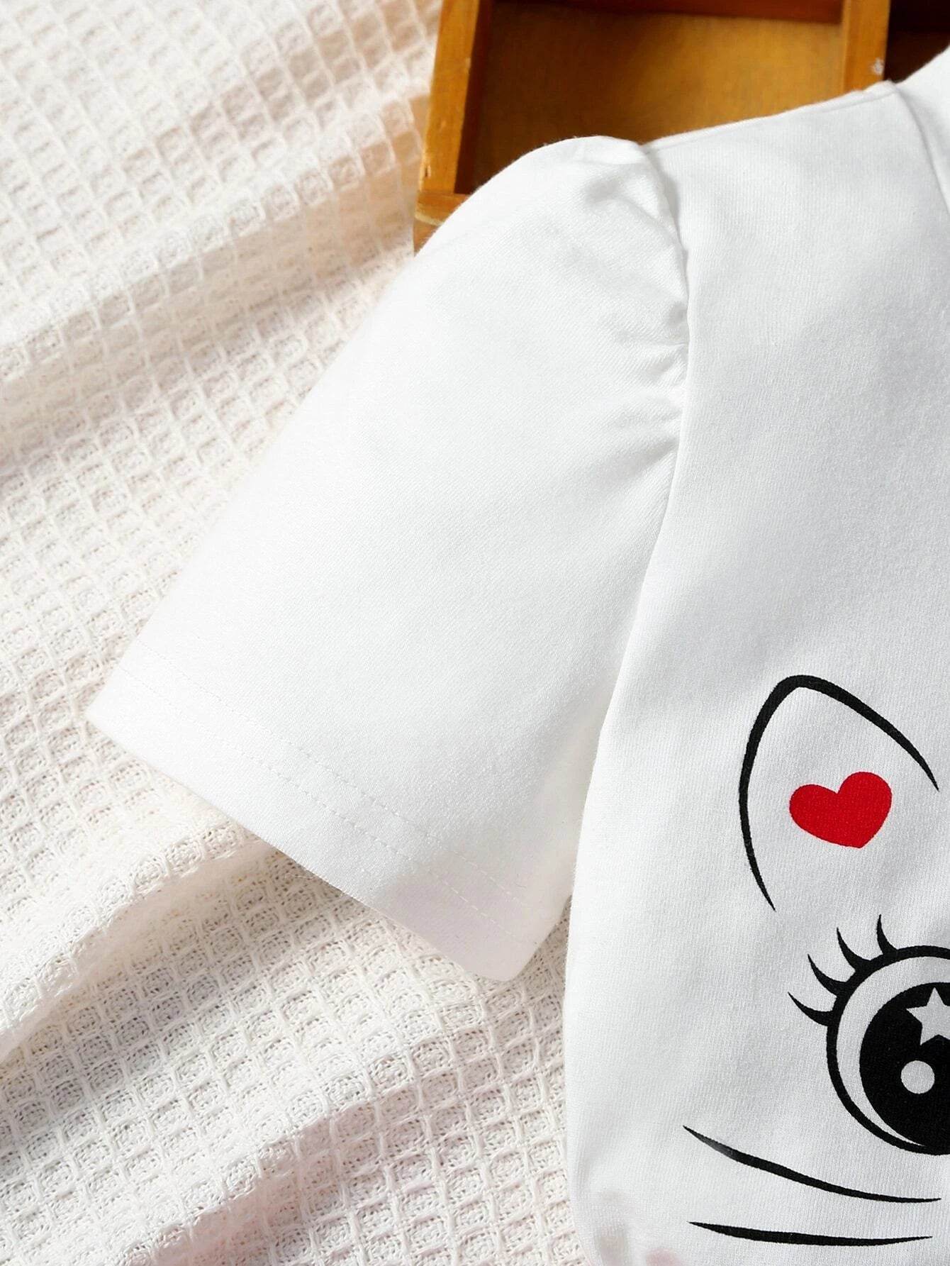 Young Girl's Cartoon Graphic T-shirt & Pleated Skirt - IRRAKIDS