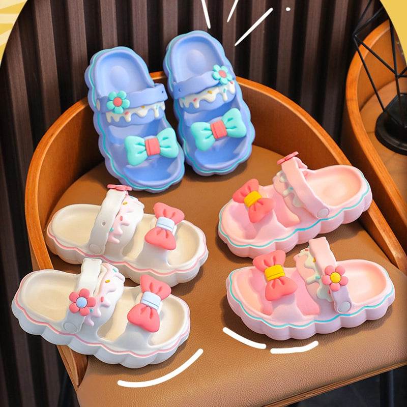 Cute girls summer slippers with bowknot. - IRRAKIDS
