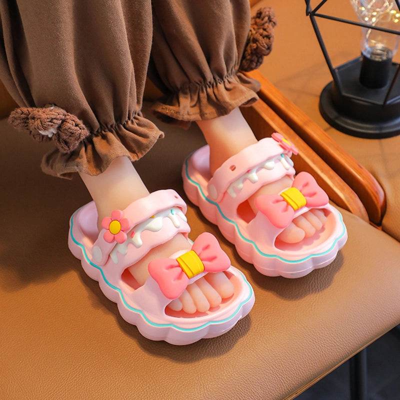 Cute girls summer slippers with bowknot. - IRRAKIDS