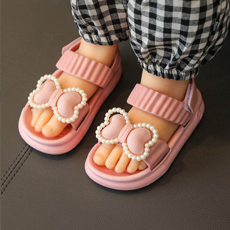 Beach Princess: Little Girls' Net Open-Toe Sandals with Non-Slip Sole - IRRAKIDS