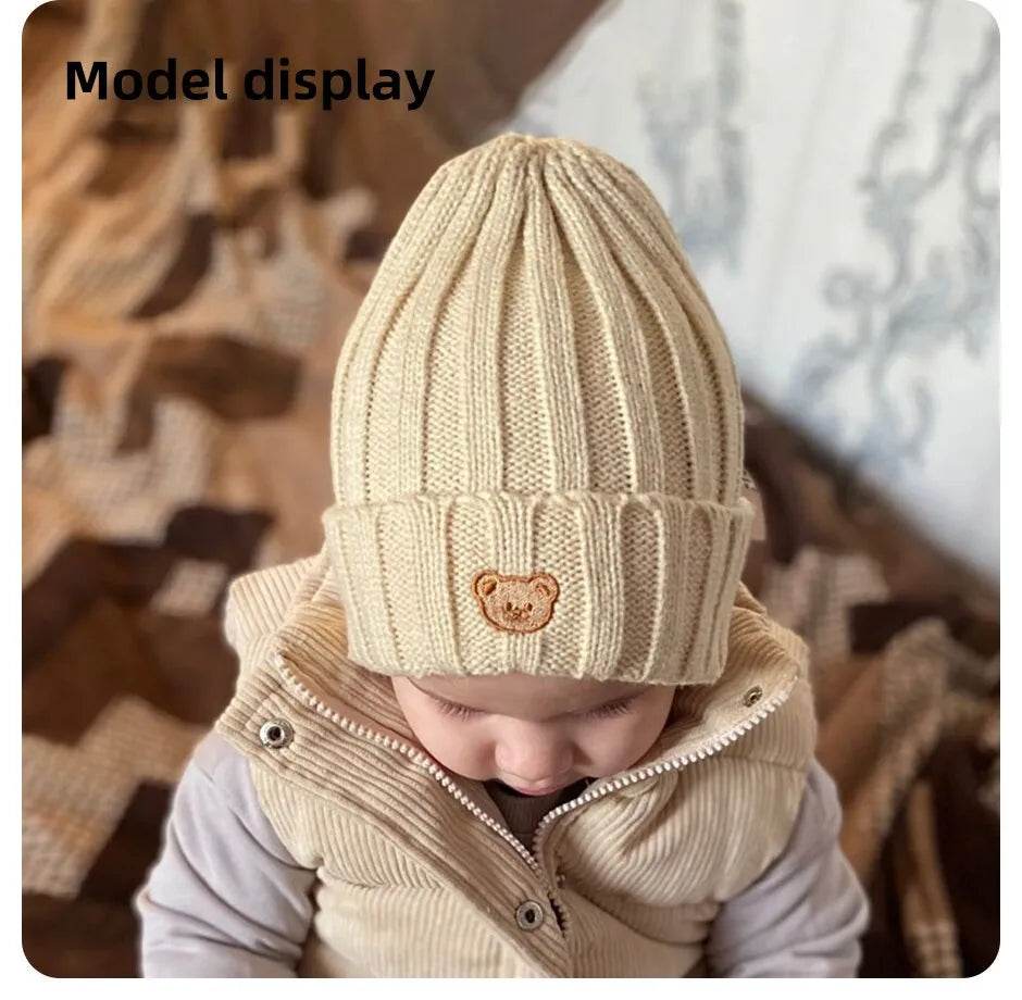 Adorable Bear Bliss: Cute Cartoon Soft Knit Beanies for Kids - Cozy Autumn & Winter Fashion - IRRAKIDS