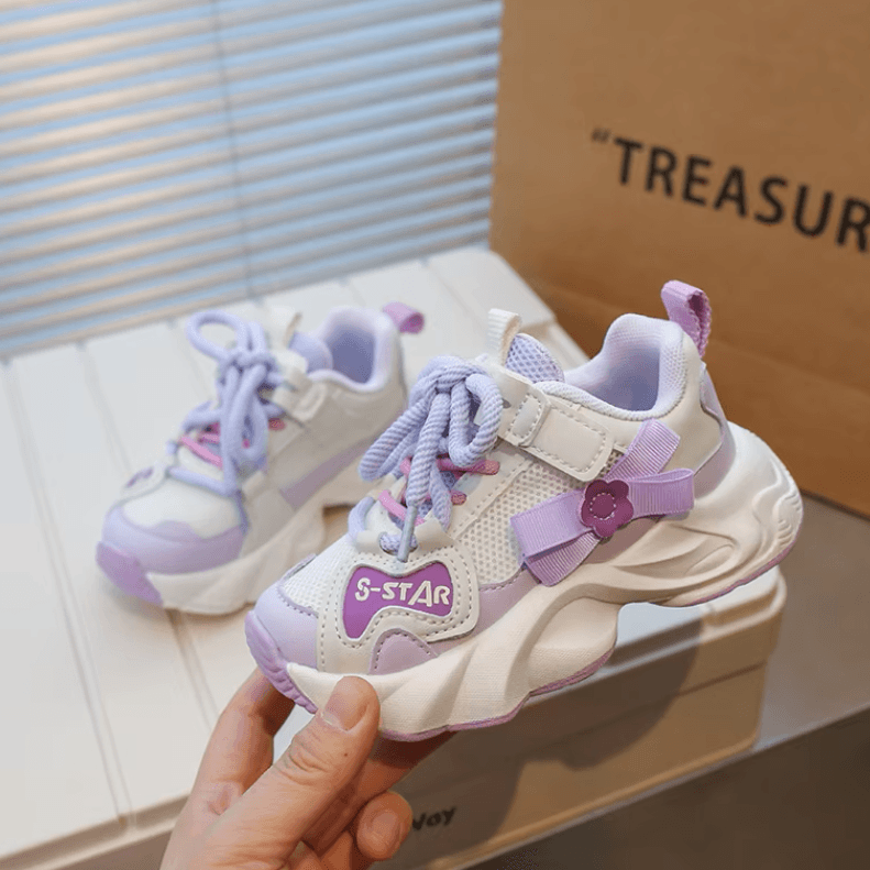 Fashion Bowknot Kids' Sneakers – Breathable Girls' Running Sports Shoes for School - IRRAKIDS