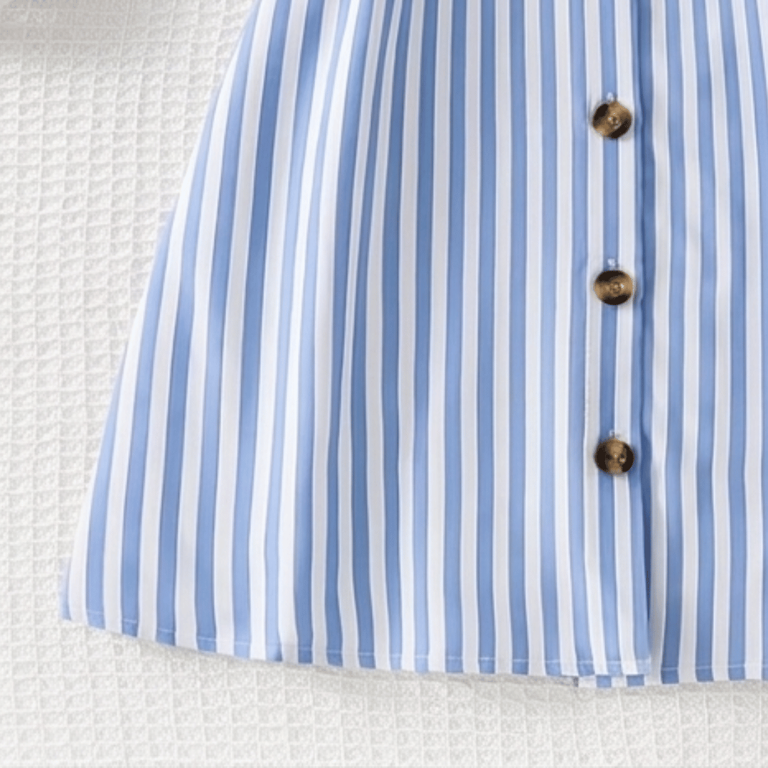 Ensemble robe à rayures bleues et ceinture pour fille