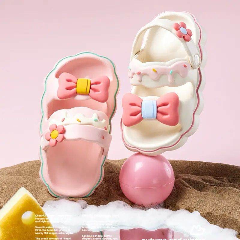 Cute girls summer slippers with bowknot. - IRRAKIDS