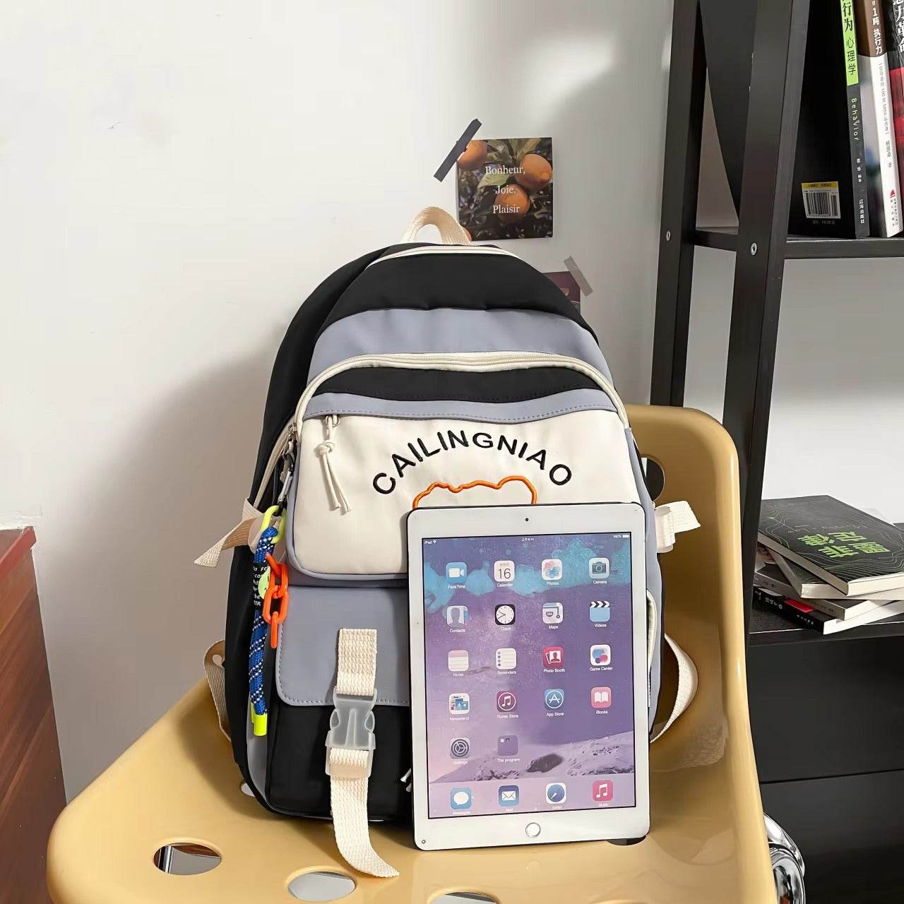 Korean Style Multi-Pocket Backpacks for Girls and boys, Embroidered Bear Waterproof School Bags - IRRAKIDS