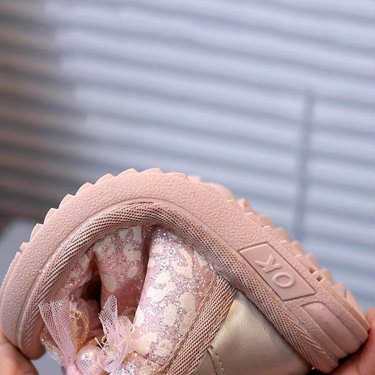Elegant girls shoes with shiny pearl bow - IRRAKIDS