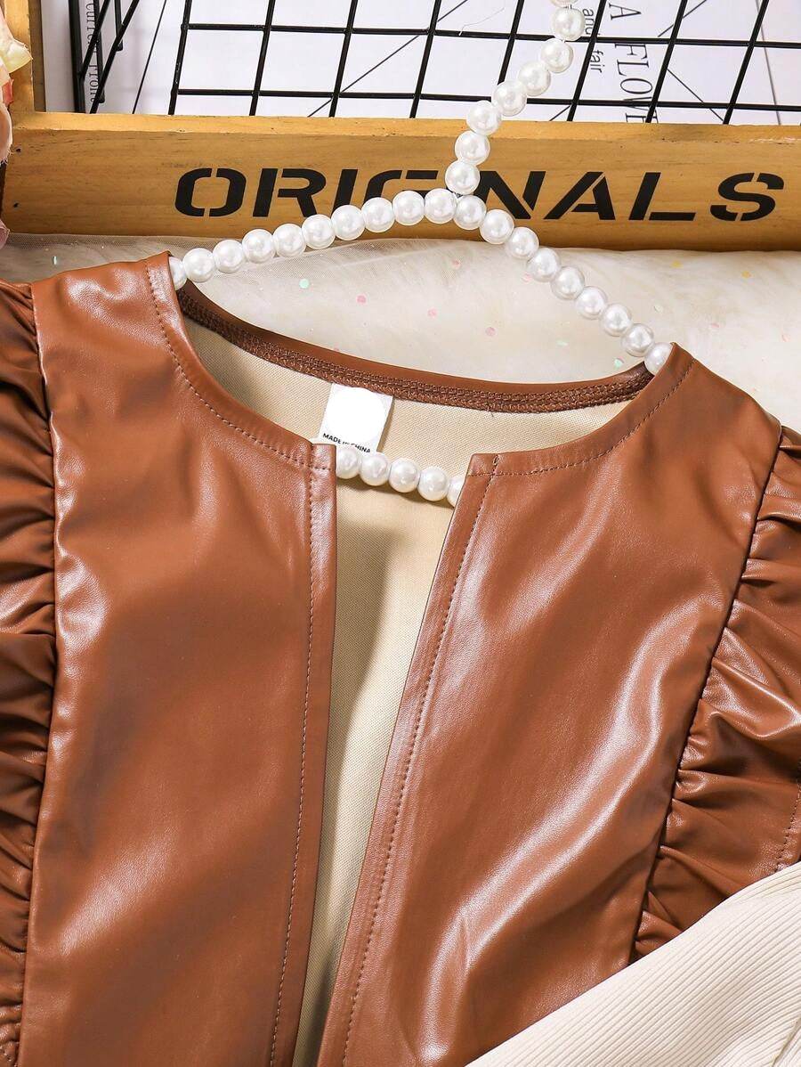 Stylish winter outfit for girls - luxurious leather jacket and charming mesh dress ❄️✨ - IRRAKIDS