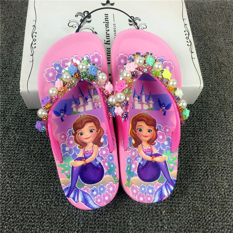 Sandales d'été princesse pour filles avec perles et roses – Confort élégant