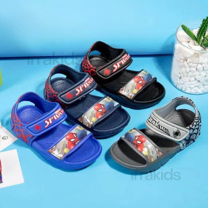 Heroic Webbed Wonders: Boys' Sandals with Dynamic Spider Print - IRRAKIDS