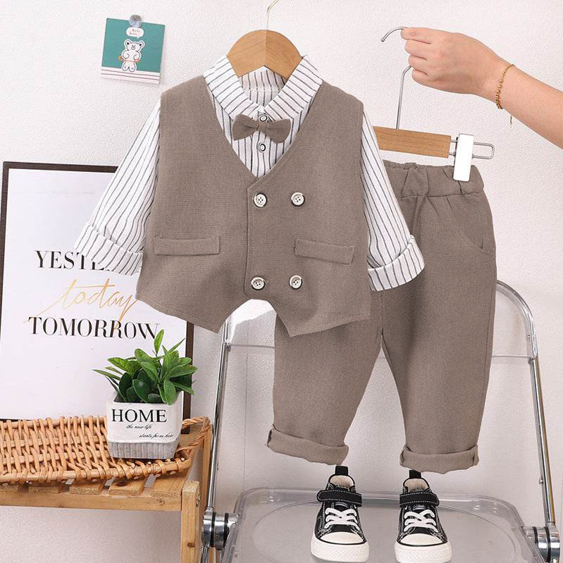 Stylish Boys Suits Spring Autumn 2025 New British Style Three-piece Children's Suit