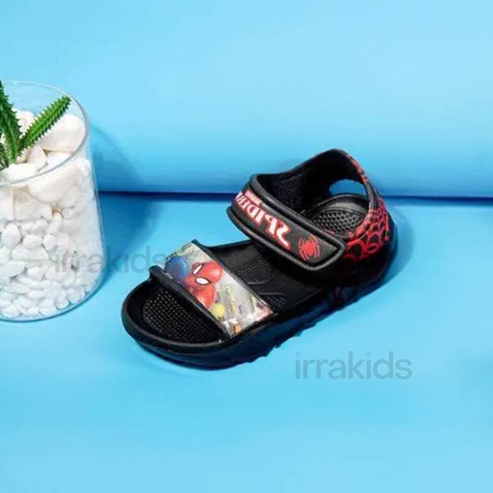 Heroic Webbed Wonders: Boys' Sandals with Dynamic Spider Print - IRRAKIDS