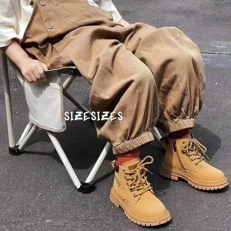 Comfort and Durability: Khaki Kids' Low Tube Zipper Boots for Boys and Girls - IRRAKIDS