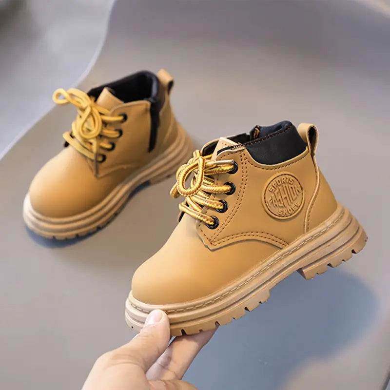 Comfort and Durability: Khaki Kids' Low Tube Zipper Boots for Boys and Girls - IRRAKIDS