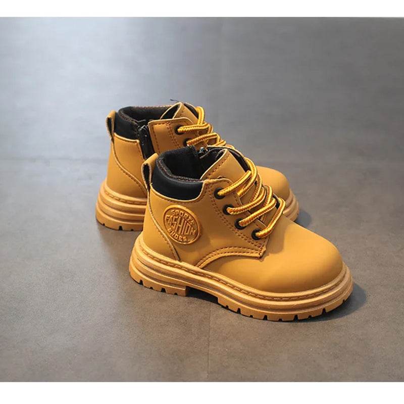 Comfort and Durability: Khaki Kids' Low Tube Zipper Boots for Boys and Girls - IRRAKIDS