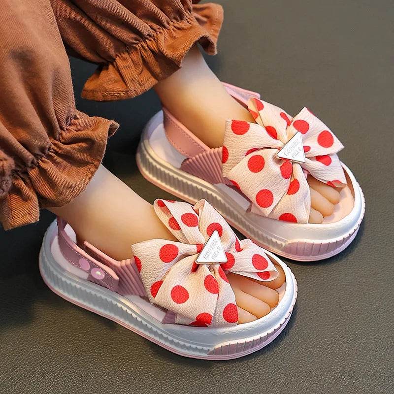 Summer Princess: Little Girls' Net Open-Toe Sandals with bowknot - IRRAKIDS