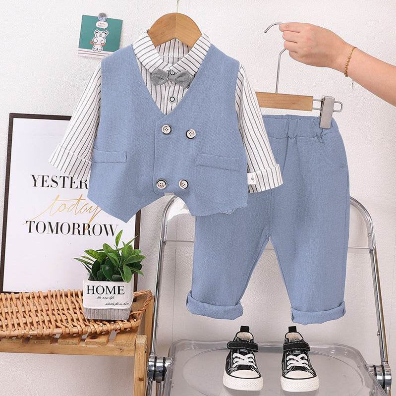 Stylish Boys Suits Spring Autumn 2025 New British Style Three-piece Children's Suit