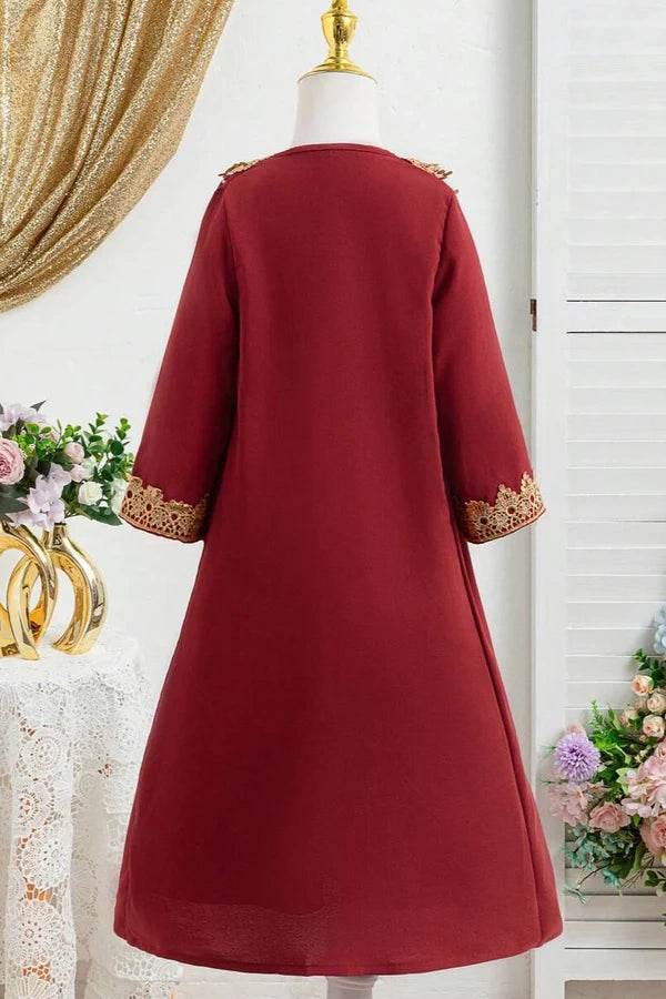 Girls' luxury dress in classic elegant design with gold embroidery - IRRAKIDS
