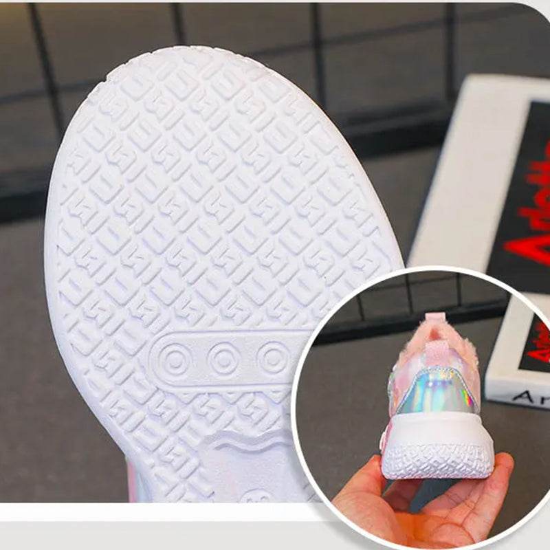 Frozen Magic: Disney Girls' Winter Sneakers - Cozy Plush Lining, Breathable Design, and Leather Top for Stylish Young Athletes! - IRRAKIDS
