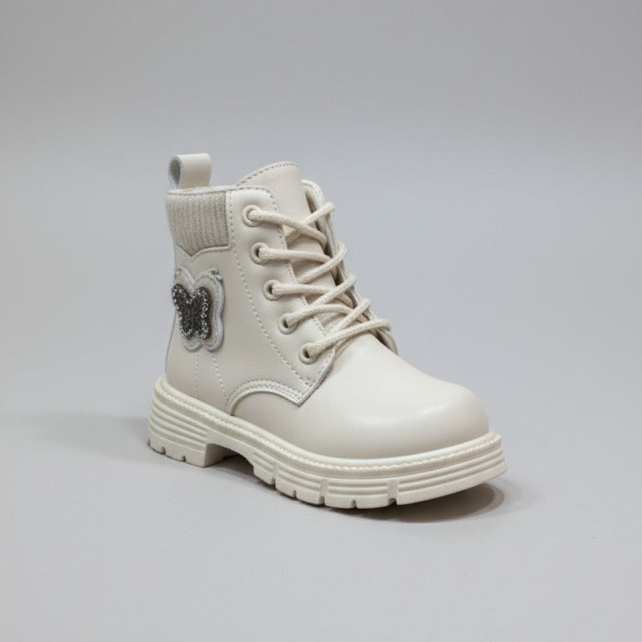 Girls' Lace-Up Butterfly Combat Boots — Product image: