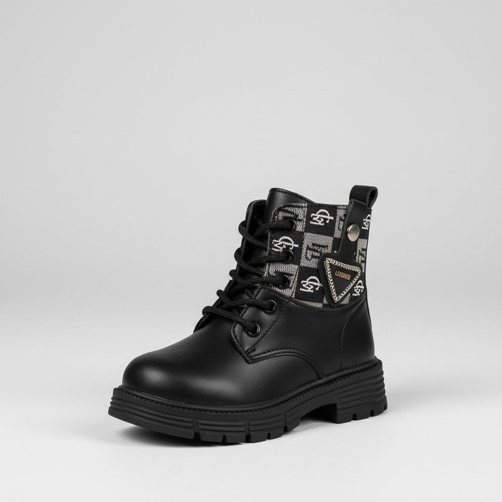 Boys’ lace-up ankle combat boots with chunky sole — Product image: