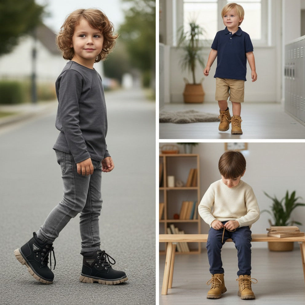 Boys' Rugged Lace-Up Ankle Boots — Product image: