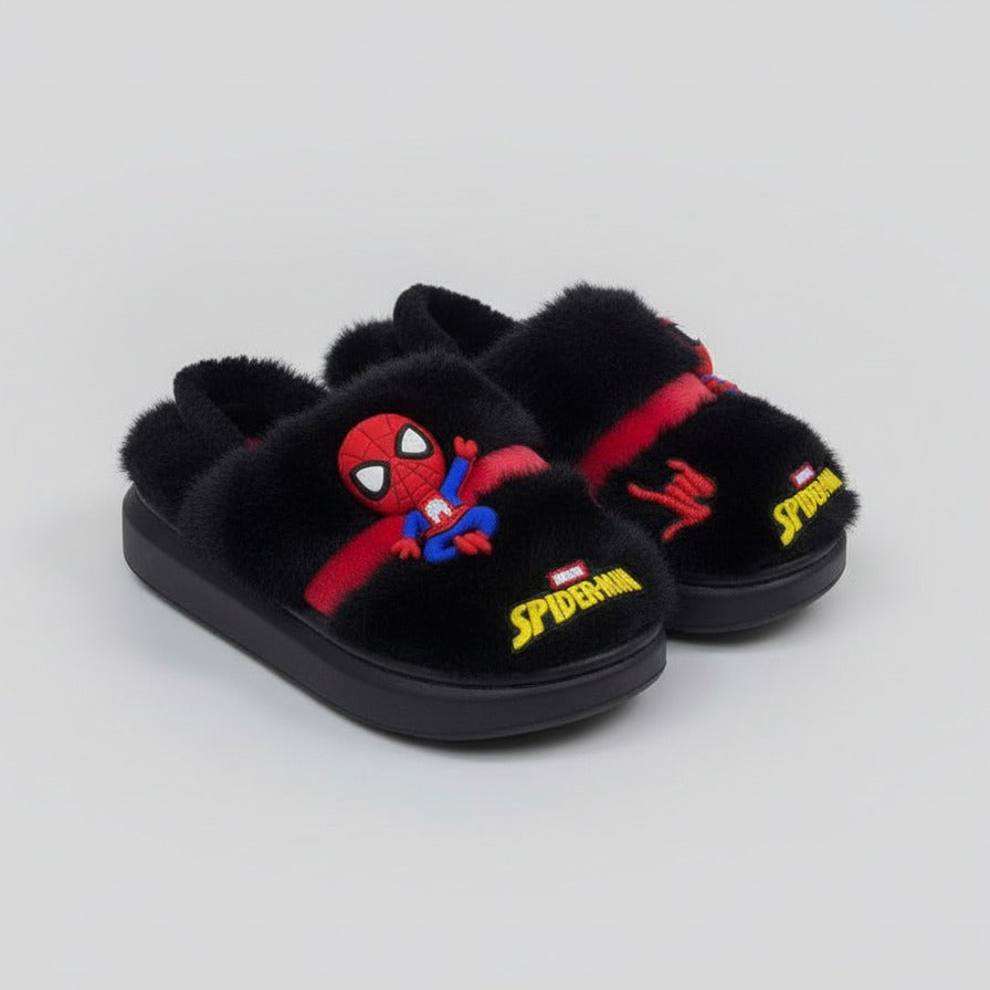Boys' Fuzzy Spider-Man House Slippers — Product image: