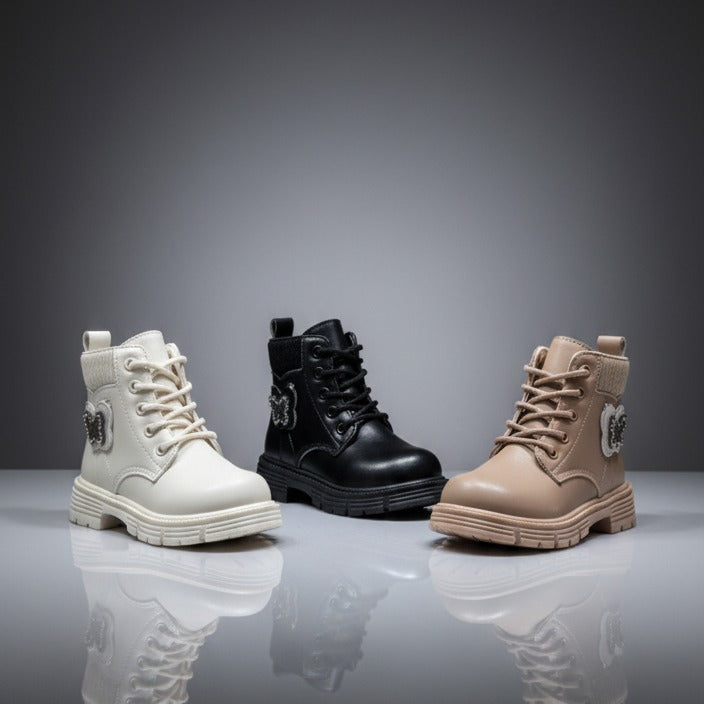Girls' Lace-Up Butterfly Combat Boots — Product image:
